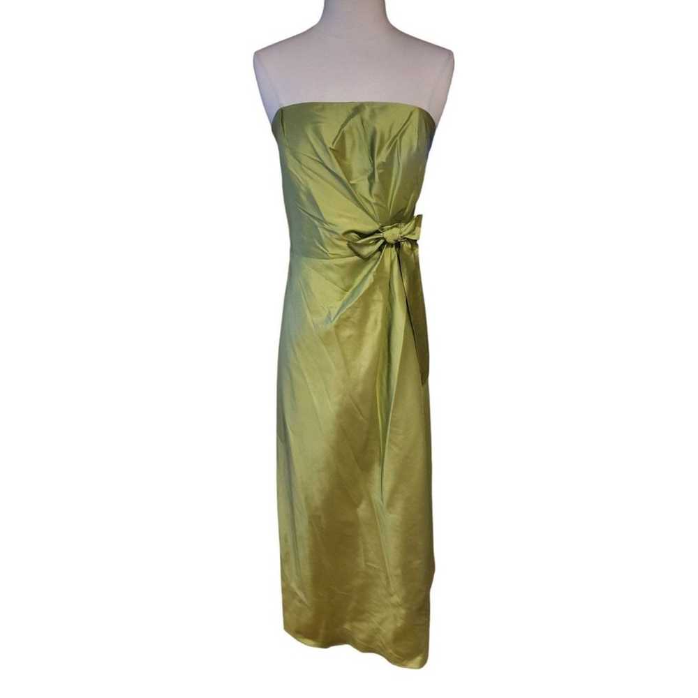 Talbots Vintage Y2K Brat Green Silk Strapless Ful… - image 1