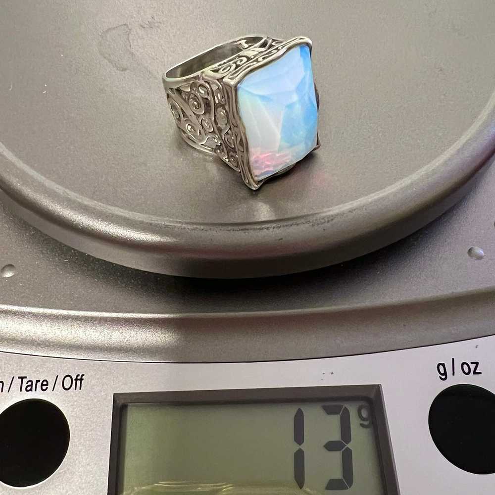 Vintage Milky Opal Sterling Silver 925 Ring Size … - image 10