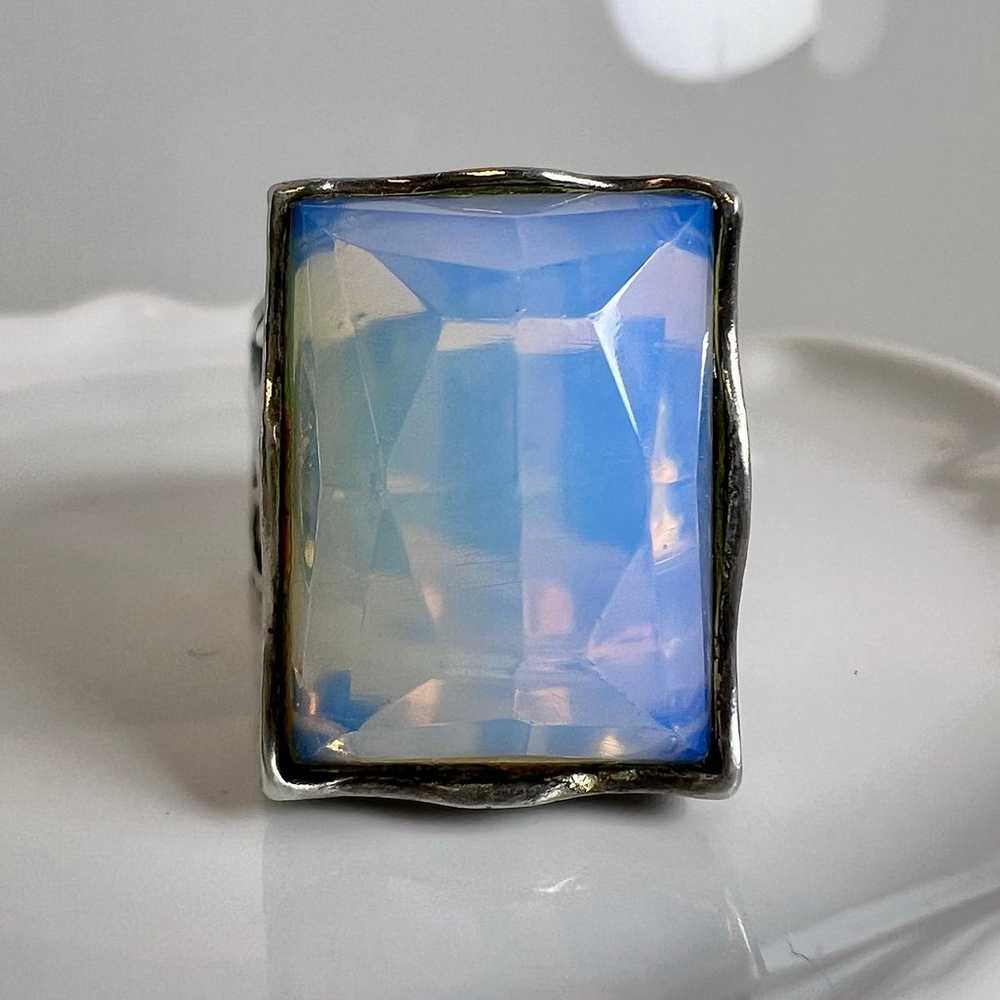 Vintage Milky Opal Sterling Silver 925 Ring Size … - image 2