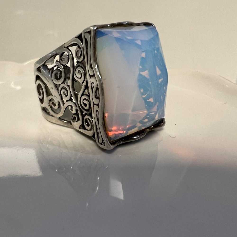 Vintage Milky Opal Sterling Silver 925 Ring Size … - image 3