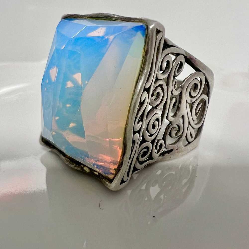 Vintage Milky Opal Sterling Silver 925 Ring Size … - image 4