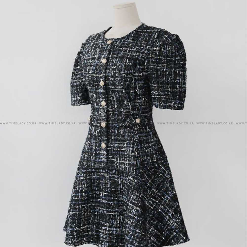 DHOLIC No-Collar Tweed Flared Dress - image 8