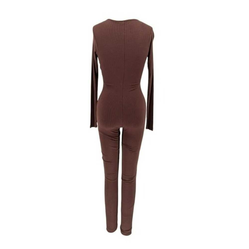 Naked Wardrobe Ribbed Knit Bodysuit Brown S sexy … - image 2