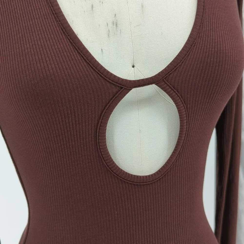 Naked Wardrobe Ribbed Knit Bodysuit Brown S sexy … - image 4