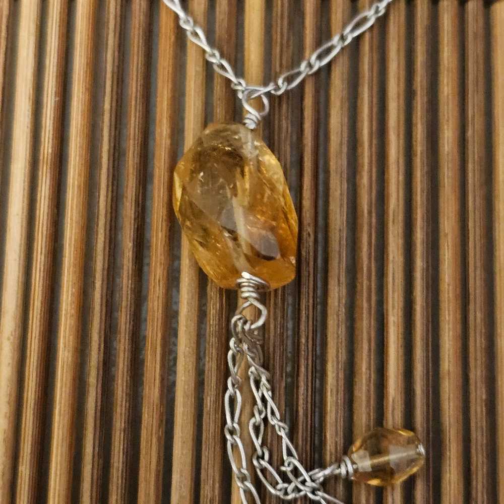 Sterling Silver Citrine Doublestrand Necklace (Vi… - image 2