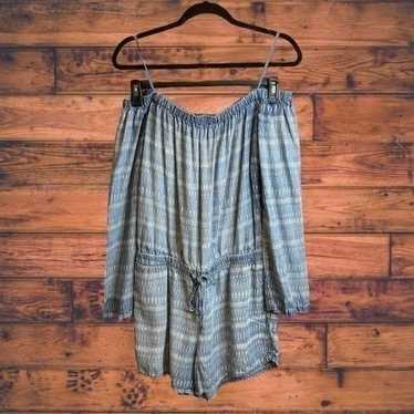 Anthropologie Cloth And Stone Chambray Romper Medi