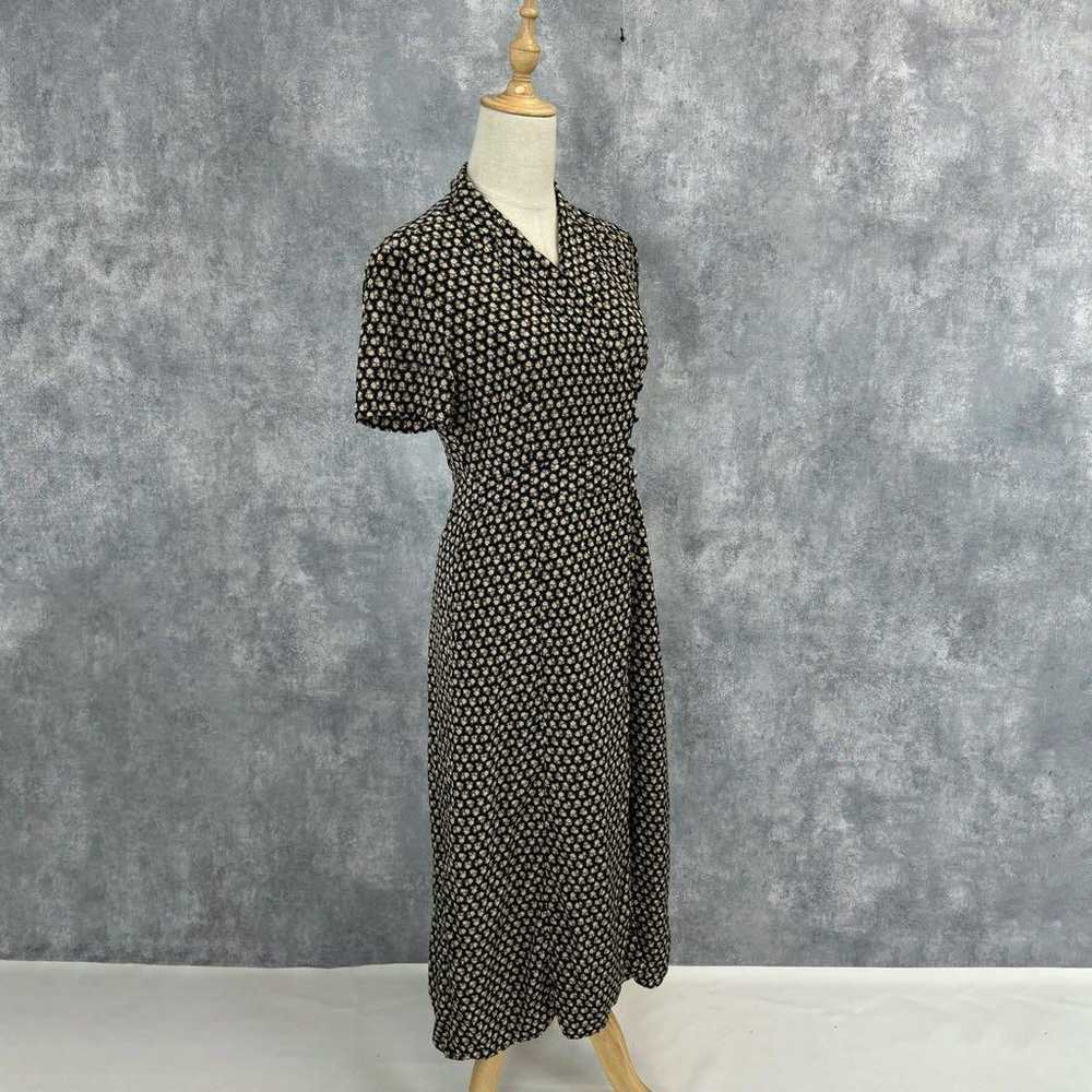 LAURA ASHLEY Small Floral Print Wrap Dress Black … - image 3