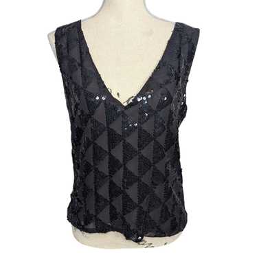 DKNY Vintage DKNY Silk Sequin Sheer Cami Tank Top… - image 1