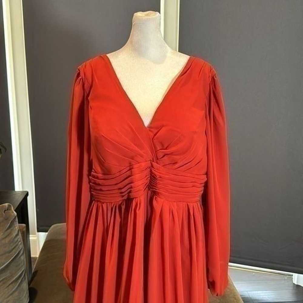 Women’s Long Sleeve Chiffon Rust Colored V-Neck C… - image 2