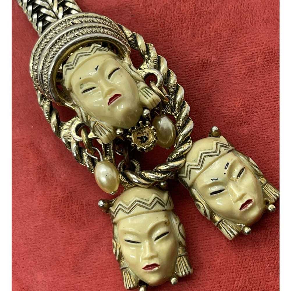 Vintage Necklace 21” Selro Selini Thai Goddess Fa… - image 5