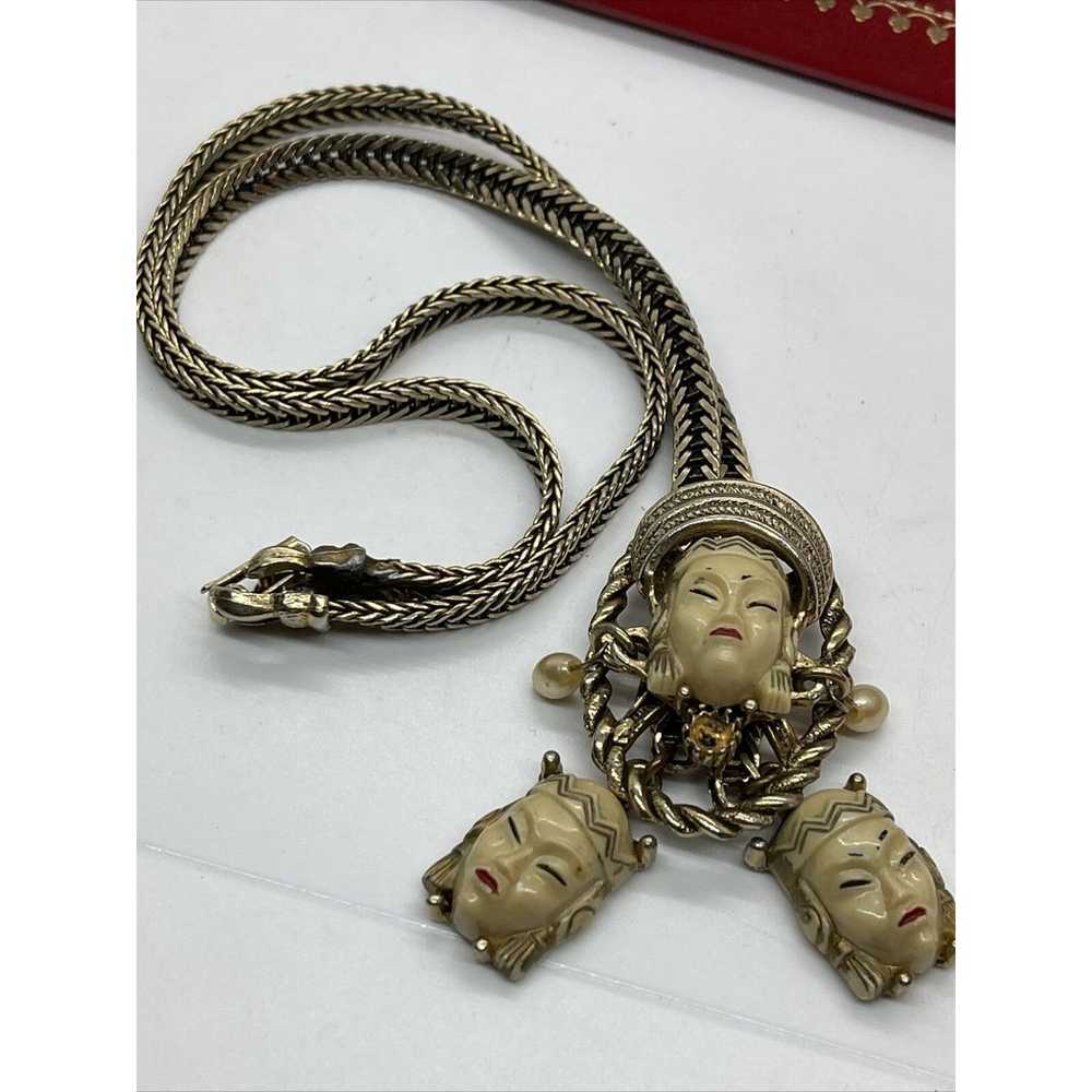 Vintage Necklace 21” Selro Selini Thai Goddess Fa… - image 9