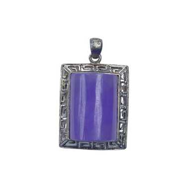 Vintage Purple Jade Sterling Silver Pendant