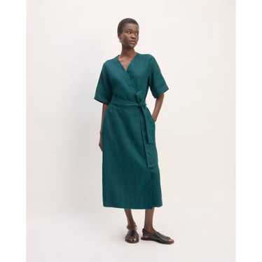 EVERLANE The Wrap Dress M Linen Deep Sea Teal Gree