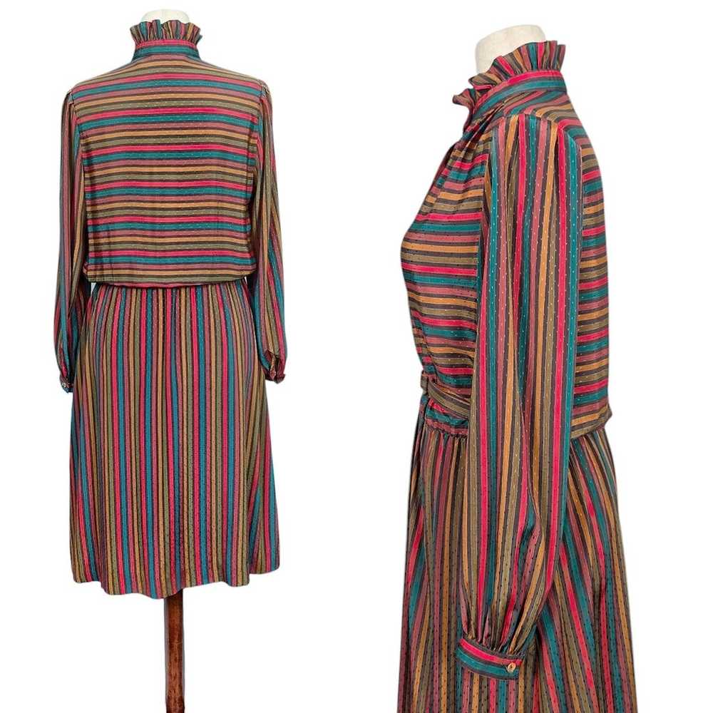 1980s Striped Dress Belt Set 80s Vintage Midi Blo… - image 2