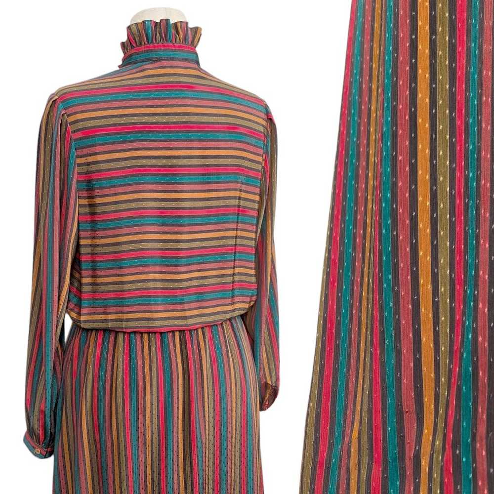 1980s Striped Dress Belt Set 80s Vintage Midi Blo… - image 3