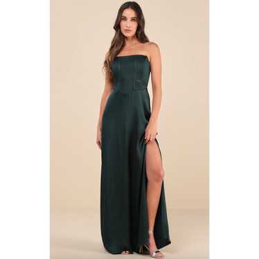 Lulus Extraordinary Presence Dark Green Satin Stra