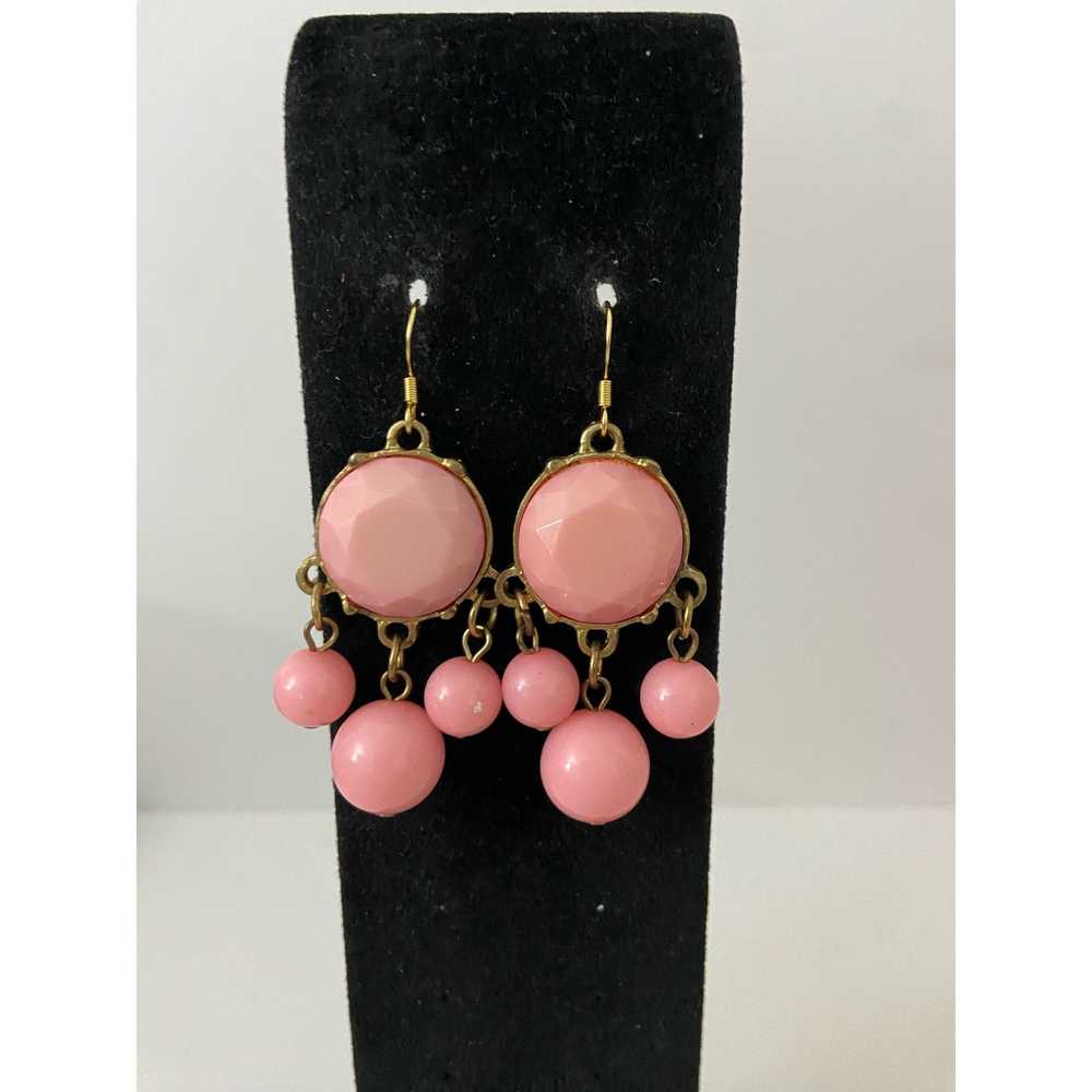 Handmade Upcycled vintage pink circle earrings - image 1