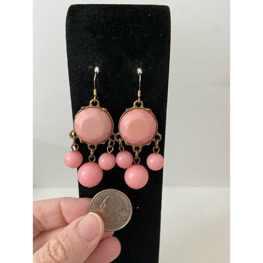 Handmade Upcycled vintage pink circle earrings - image 2