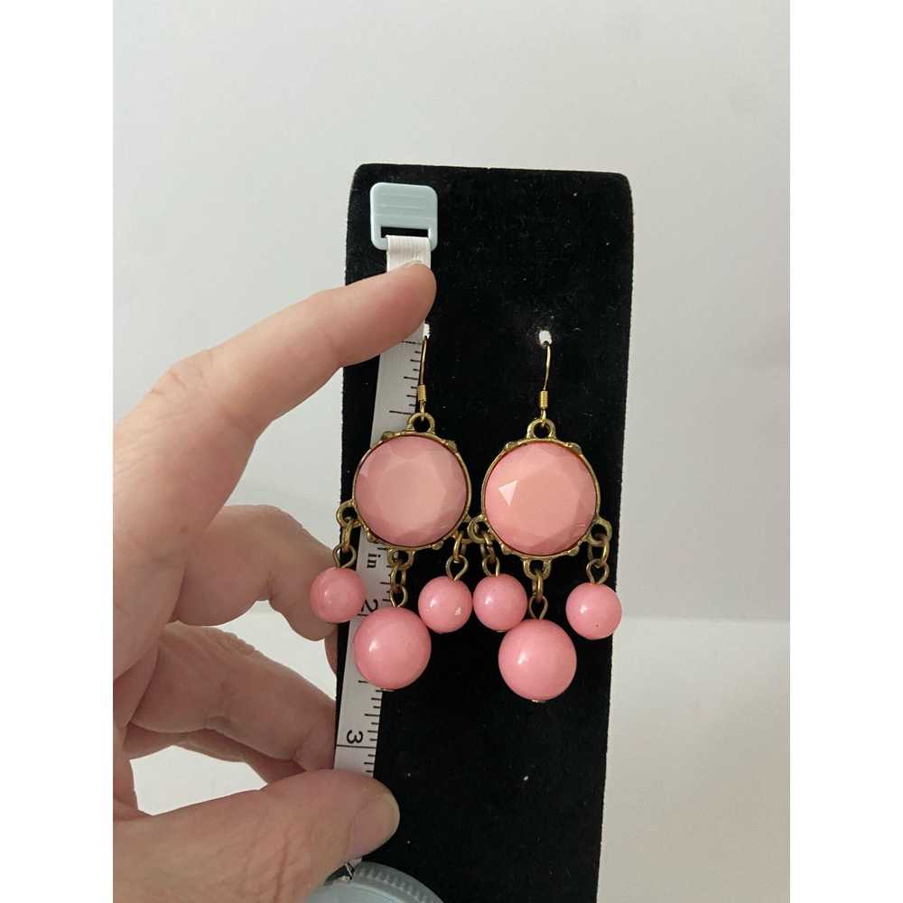 Handmade Upcycled vintage pink circle earrings - image 3