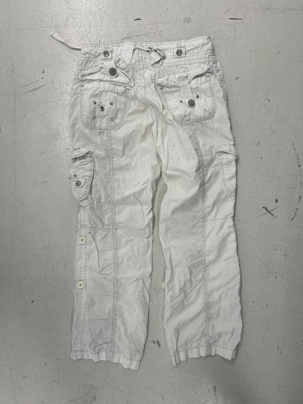 Designer Grungey Y2K White Cargo Pants Size 00 - image 3