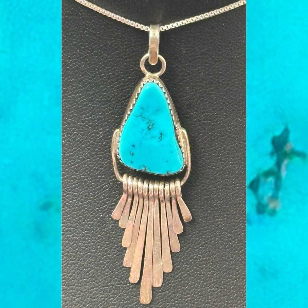 Navajo turquoise vintage J Manuelito sterling sil… - image 1