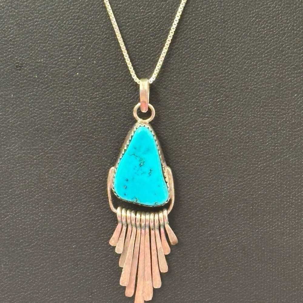 Navajo turquoise vintage J Manuelito sterling sil… - image 3