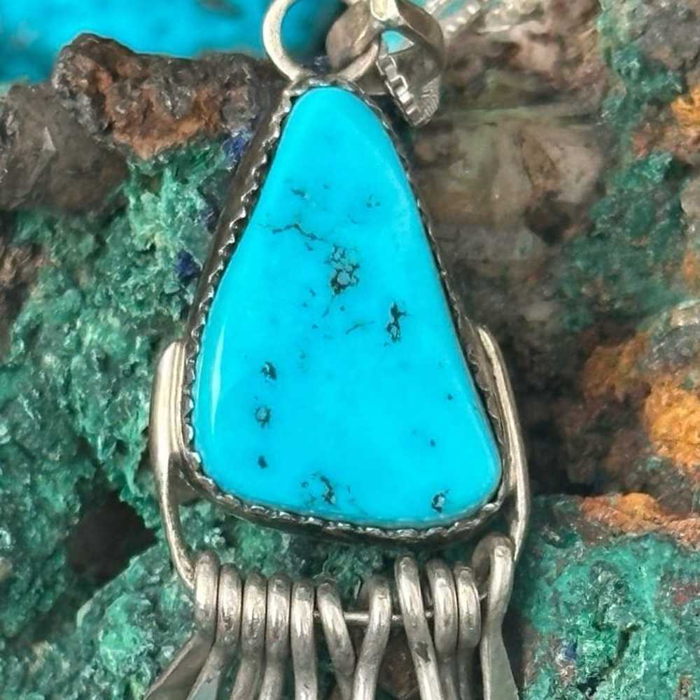 Navajo turquoise vintage J Manuelito sterling sil… - image 4