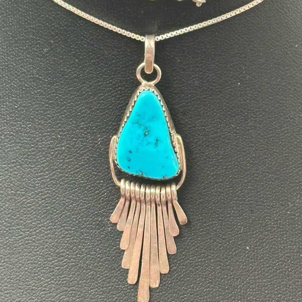 Navajo turquoise vintage J Manuelito sterling sil… - image 7