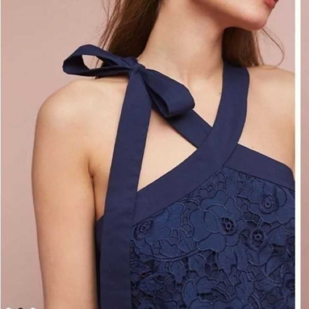 Anthropologie Shoshanna Floral Lace Navy Blue Hal… - image 2