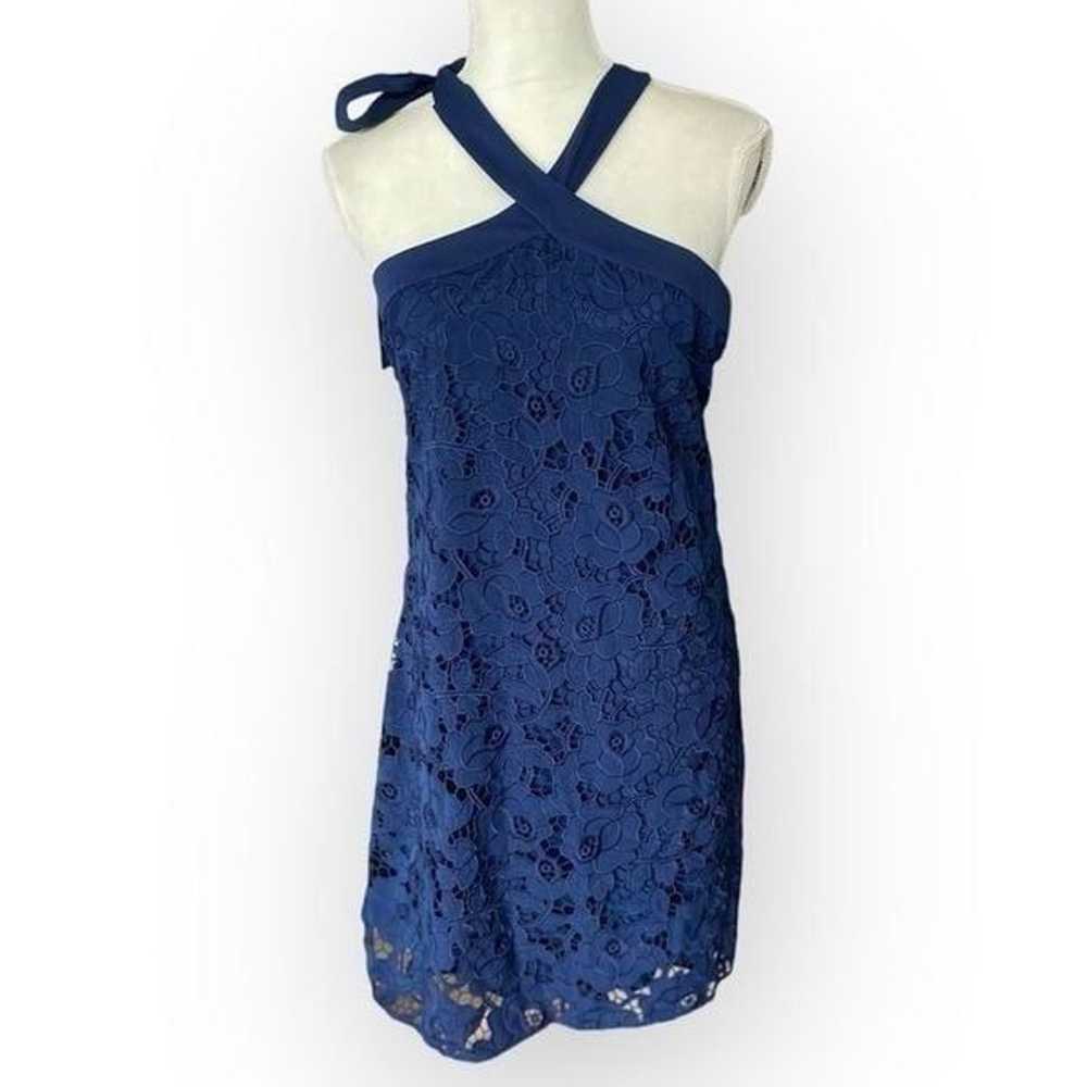 Anthropologie Shoshanna Floral Lace Navy Blue Hal… - image 3