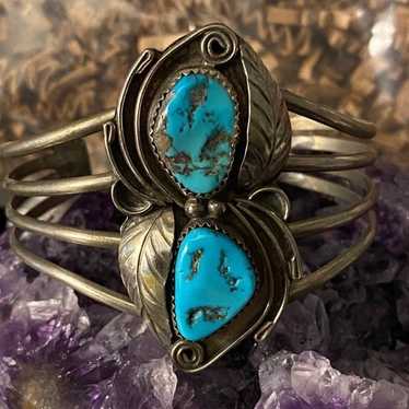 turquoise vintage sterling silver cuff