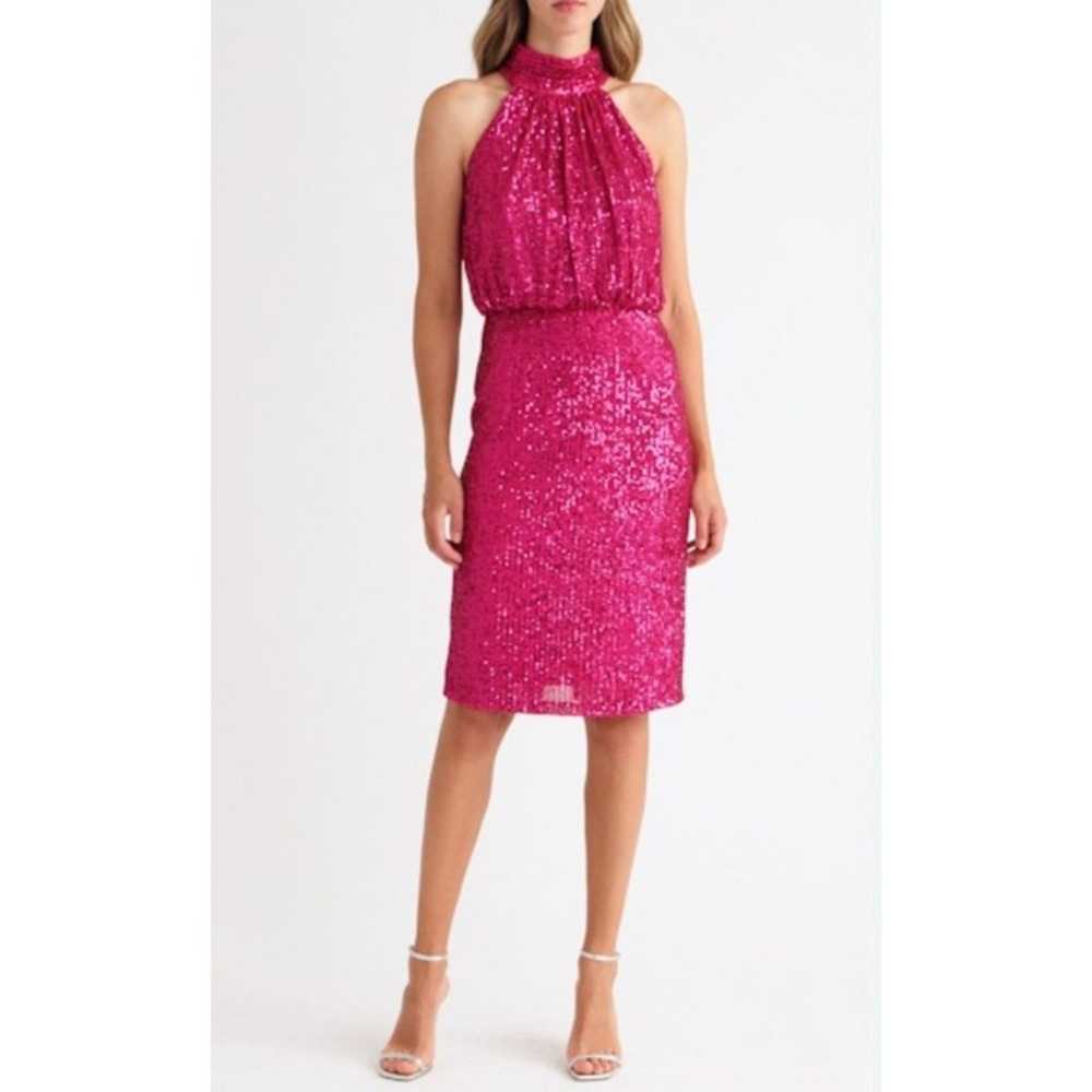 Eliza J Sequin Mock Neck Cocktail Dress - image 1