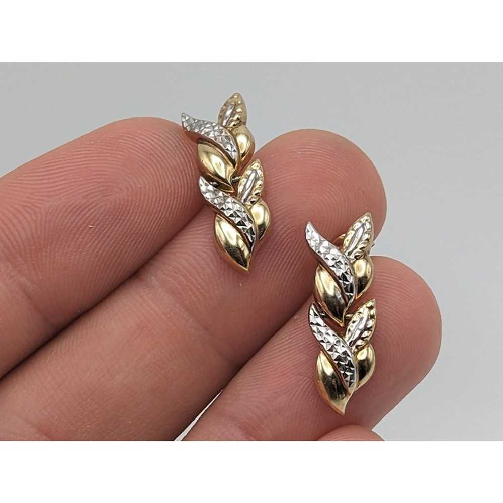 Large Vintage 10k White & Yellow Gold Wheat Stem … - image 9