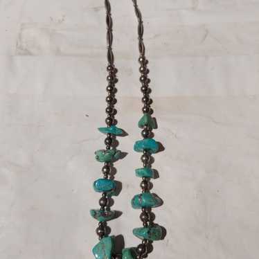 VINTAGE NAVAJO TURQUOISE STERLING SILVER NECKLACE… - image 1