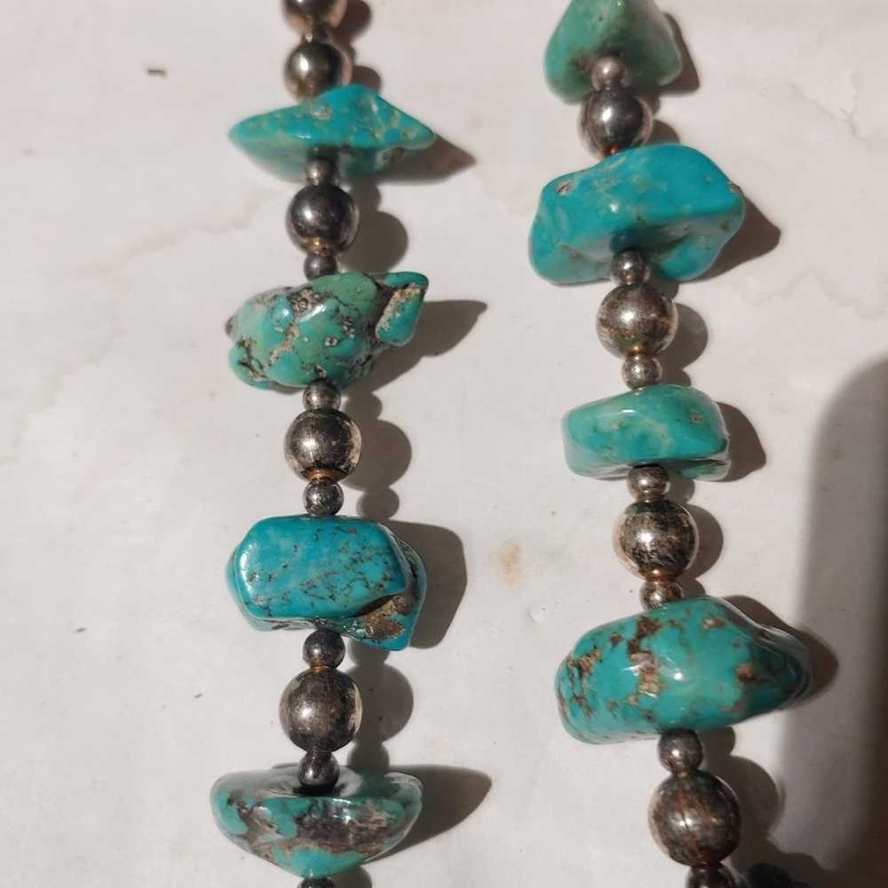 VINTAGE NAVAJO TURQUOISE STERLING SILVER NECKLACE… - image 2