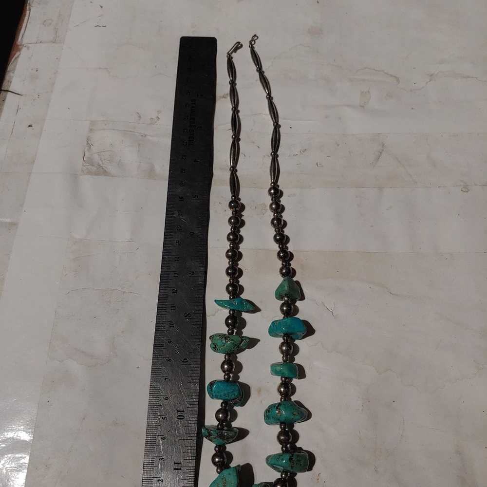 VINTAGE NAVAJO TURQUOISE STERLING SILVER NECKLACE… - image 5