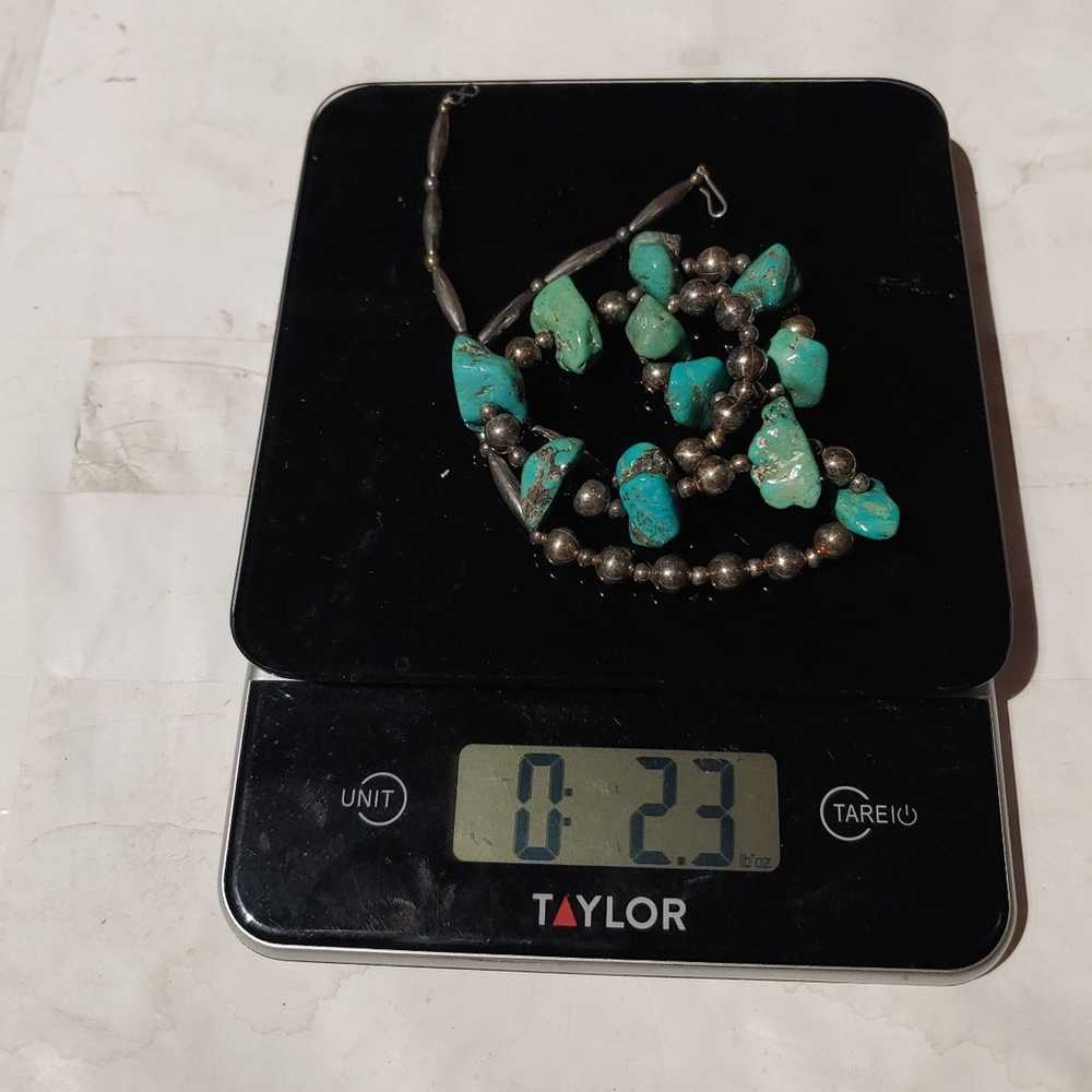 VINTAGE NAVAJO TURQUOISE STERLING SILVER NECKLACE… - image 6