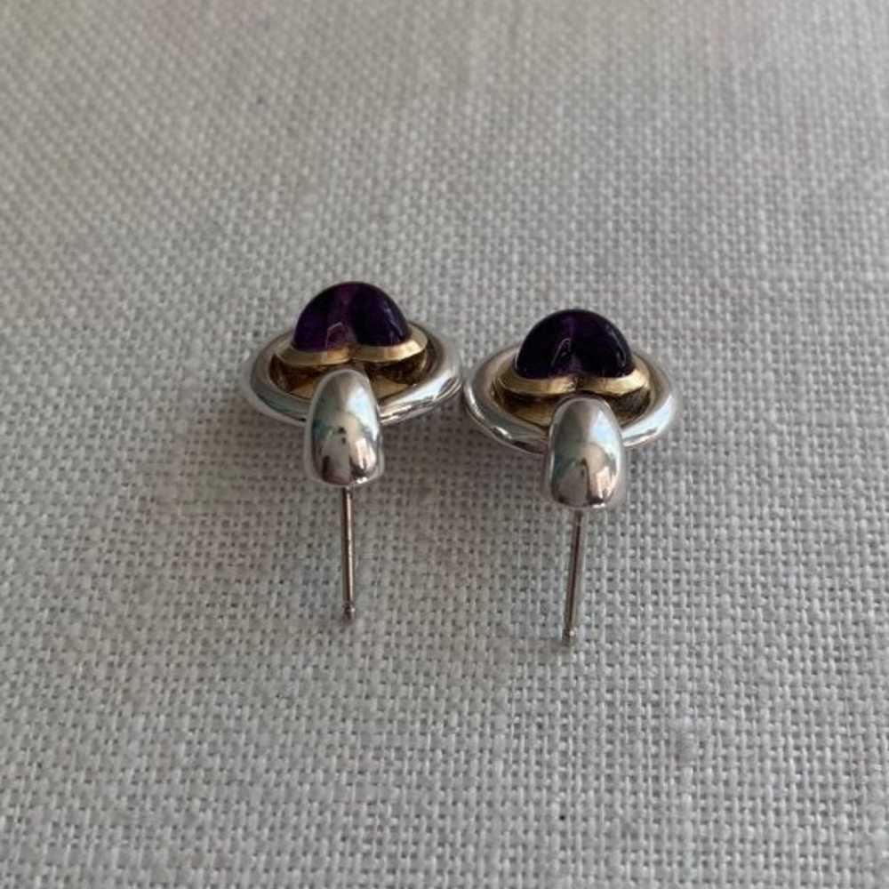 Movado 925 & 18K Amethyst Heart Earrings - image 5