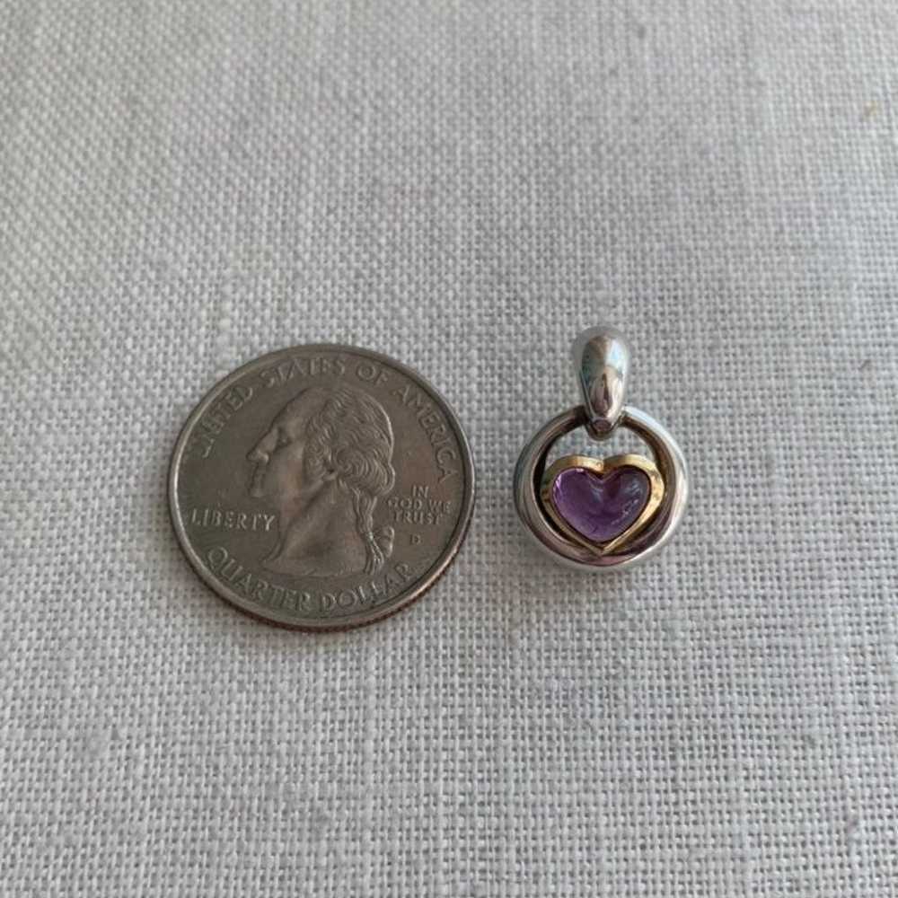 Movado 925 & 18K Amethyst Heart Earrings - image 8