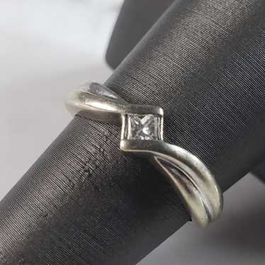 Womens Vintage Estate 14k White Gold Diamond Ring 