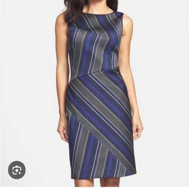 Hugo Boss Blue Delmira Striped Sleeveless Shift Dr