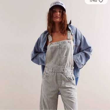 Free People Ziggy Overalls in Railroad Striped Siz