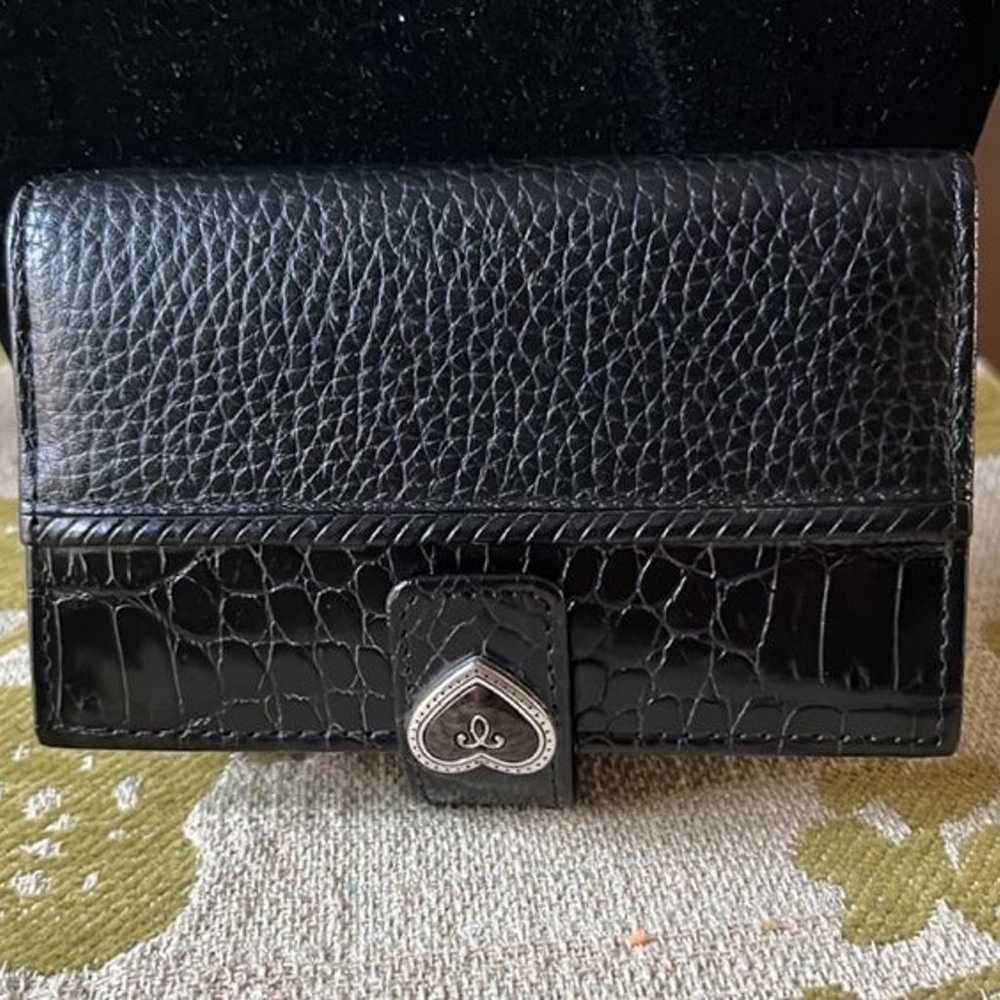 Vintage Brighton Mini Bifold Black Leather Wallet - image 2