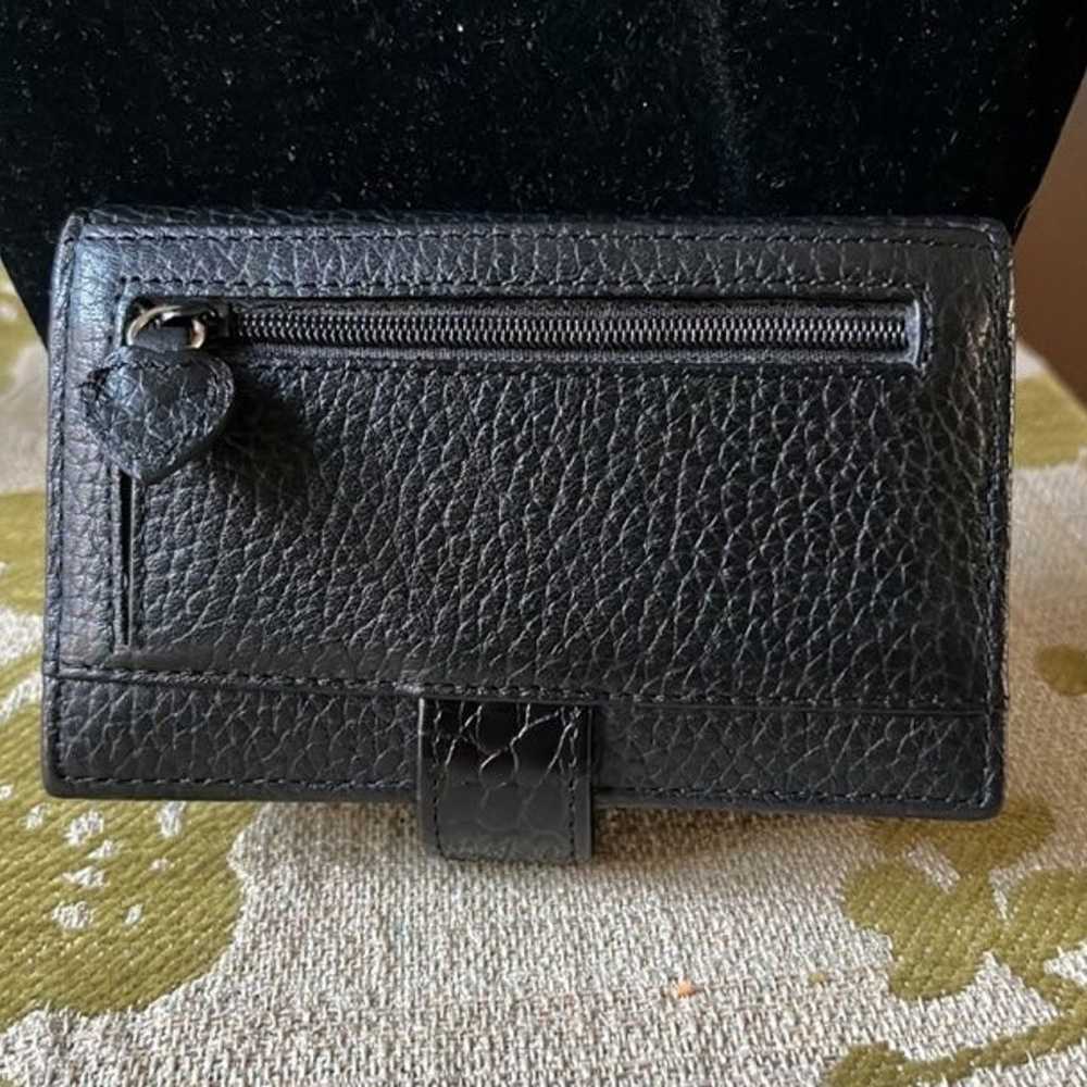 Vintage Brighton Mini Bifold Black Leather Wallet - image 3