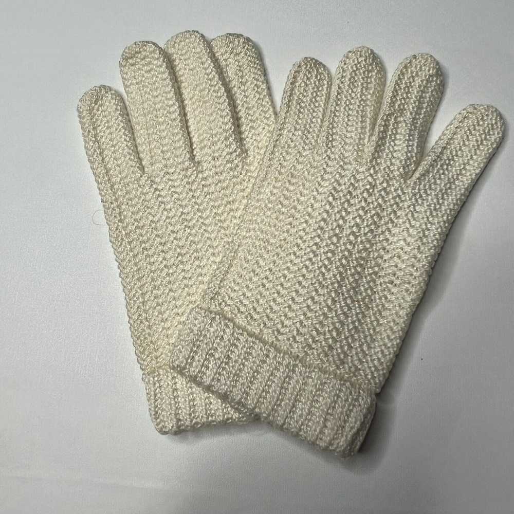 Vintage White Knit Cotton Gloves Women Size Large… - image 1