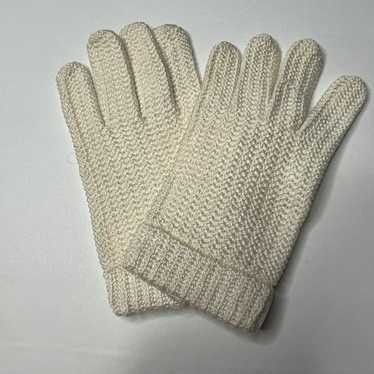 Vintage White Knit Cotton Gloves Women Size Large… - image 1