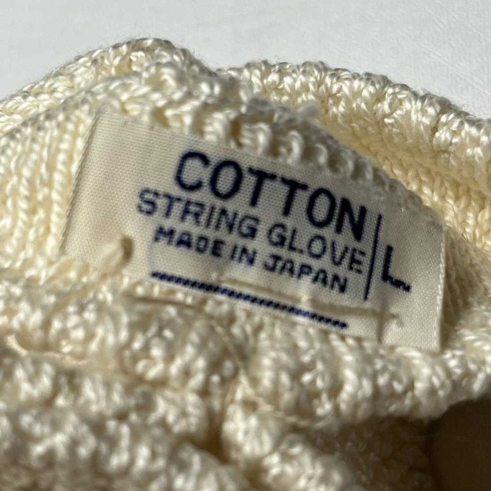 Vintage White Knit Cotton Gloves Women Size Large… - image 6