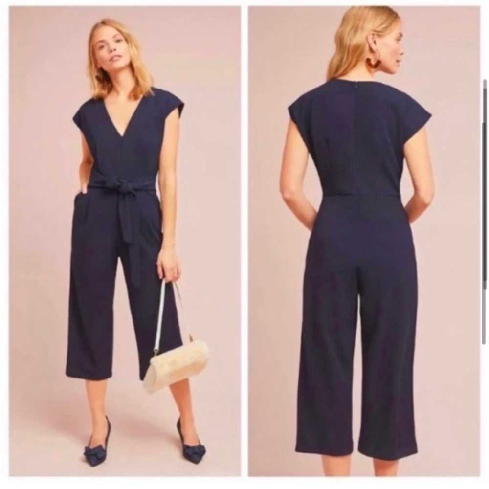 ANTHROPOLOGIE BLACK TIE FRONT JUMPSUIT SMALL - image 4