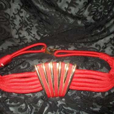 vintage red art deco rope stretch belt