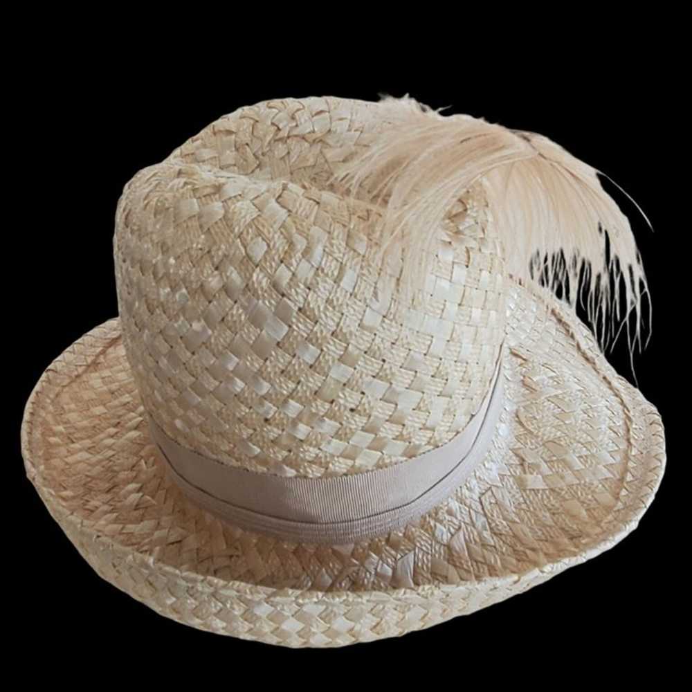 Vintage Straw Hat 60s Bucket Woven Women Beige Ra… - image 7